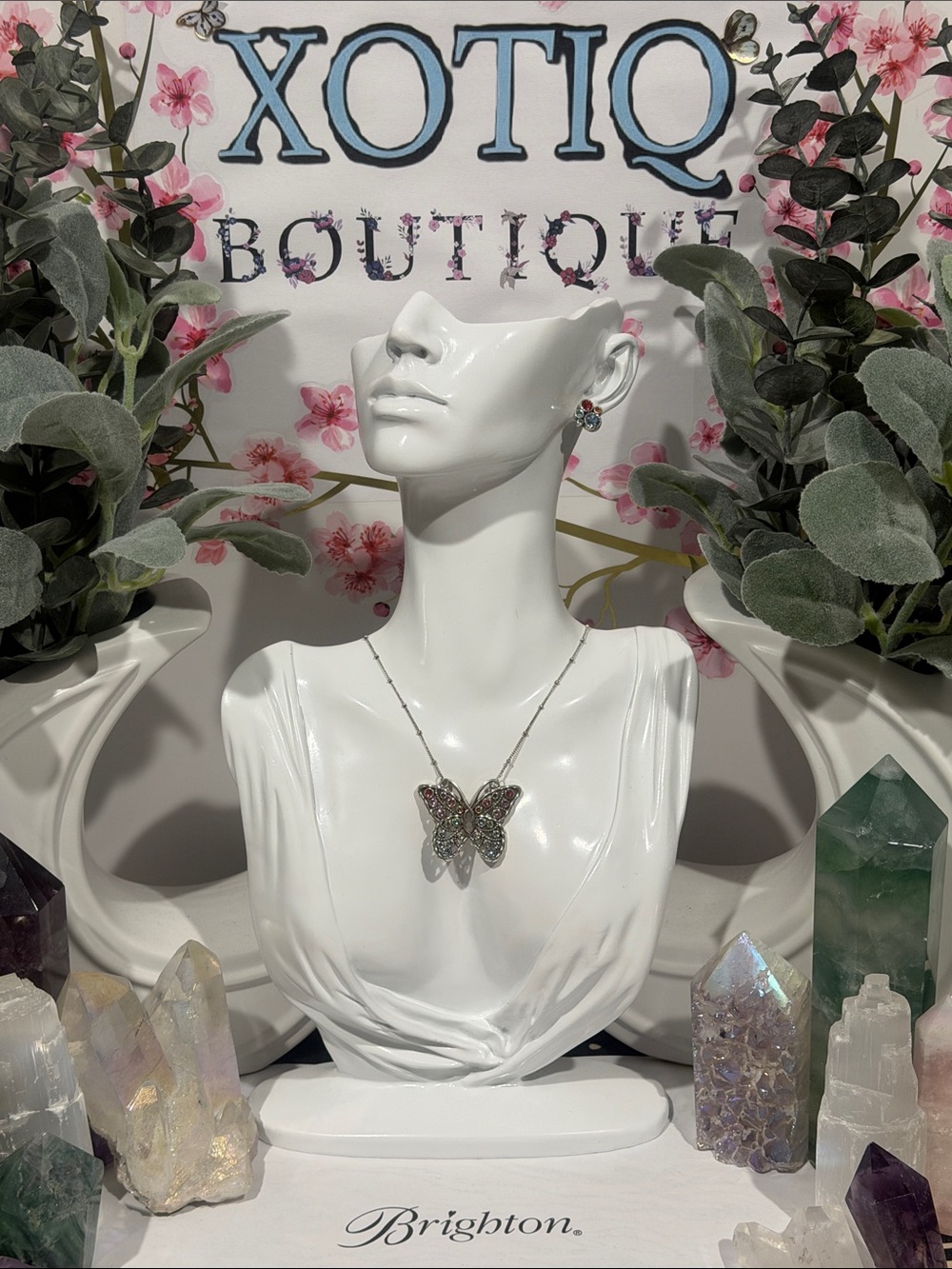 🆕🌈🦋BRIGHTON SET HALO RETIRED-COLOR SWAROVSKI CRYST SLVR Halo Necklace + Earrings